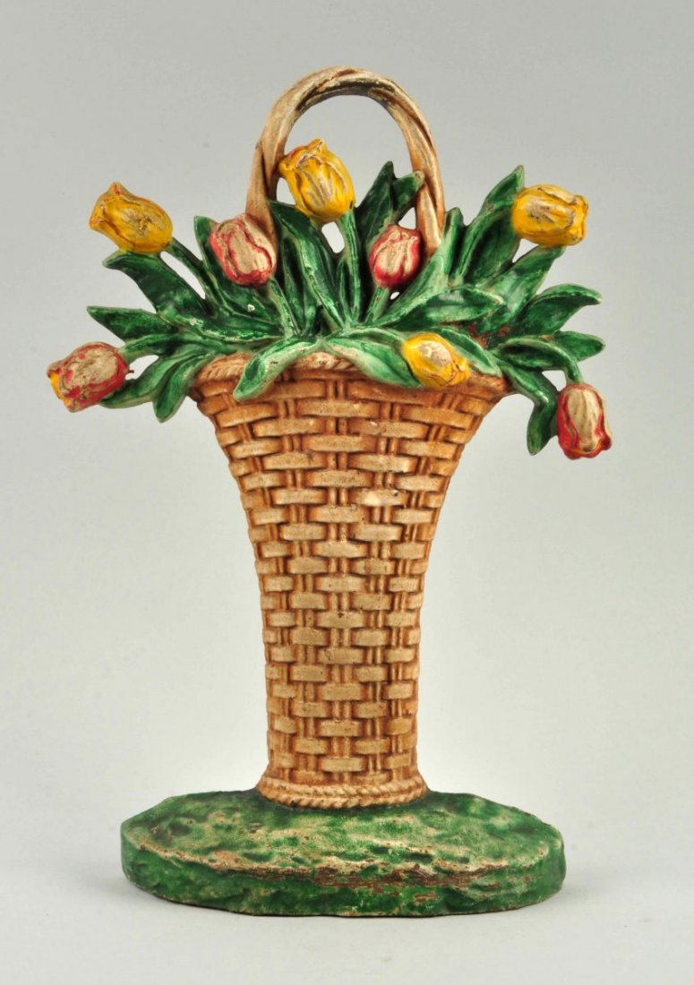 Cast Iron Tulip Basket Doorstop. (1 of 2)