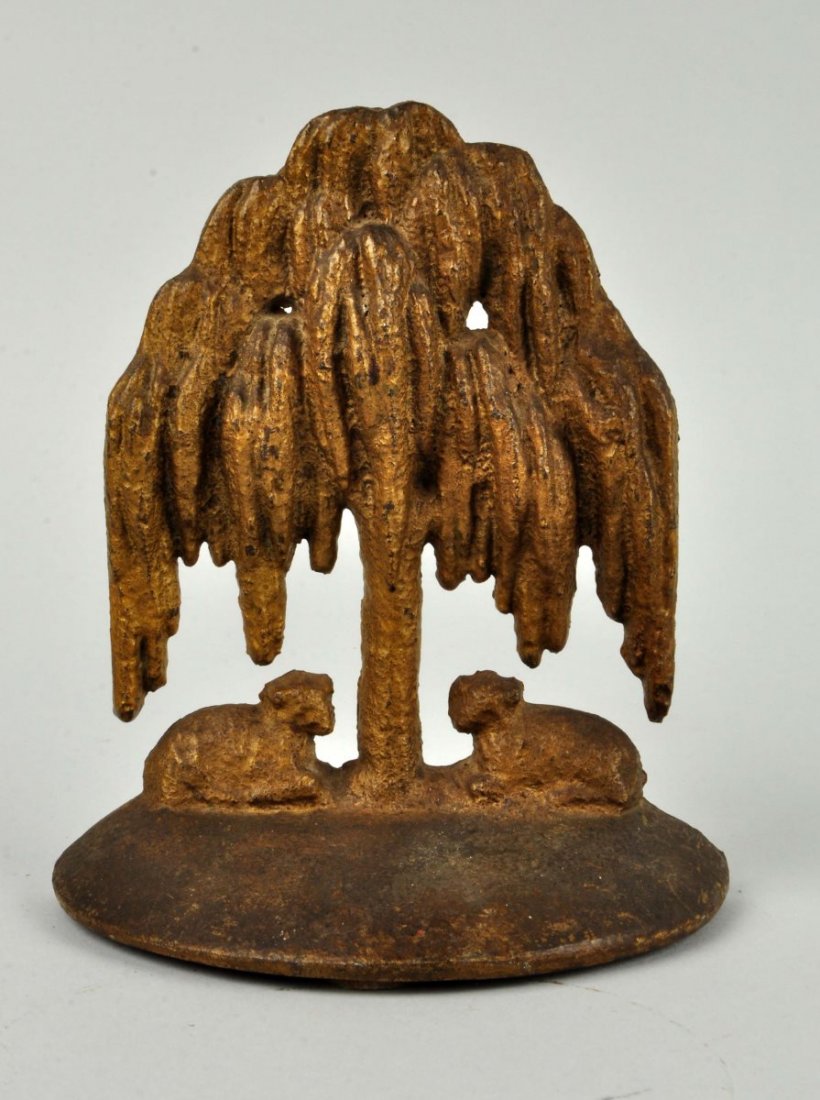 Cast Iron Sheep Under Willow Tree Doorstop. (1 of 2)