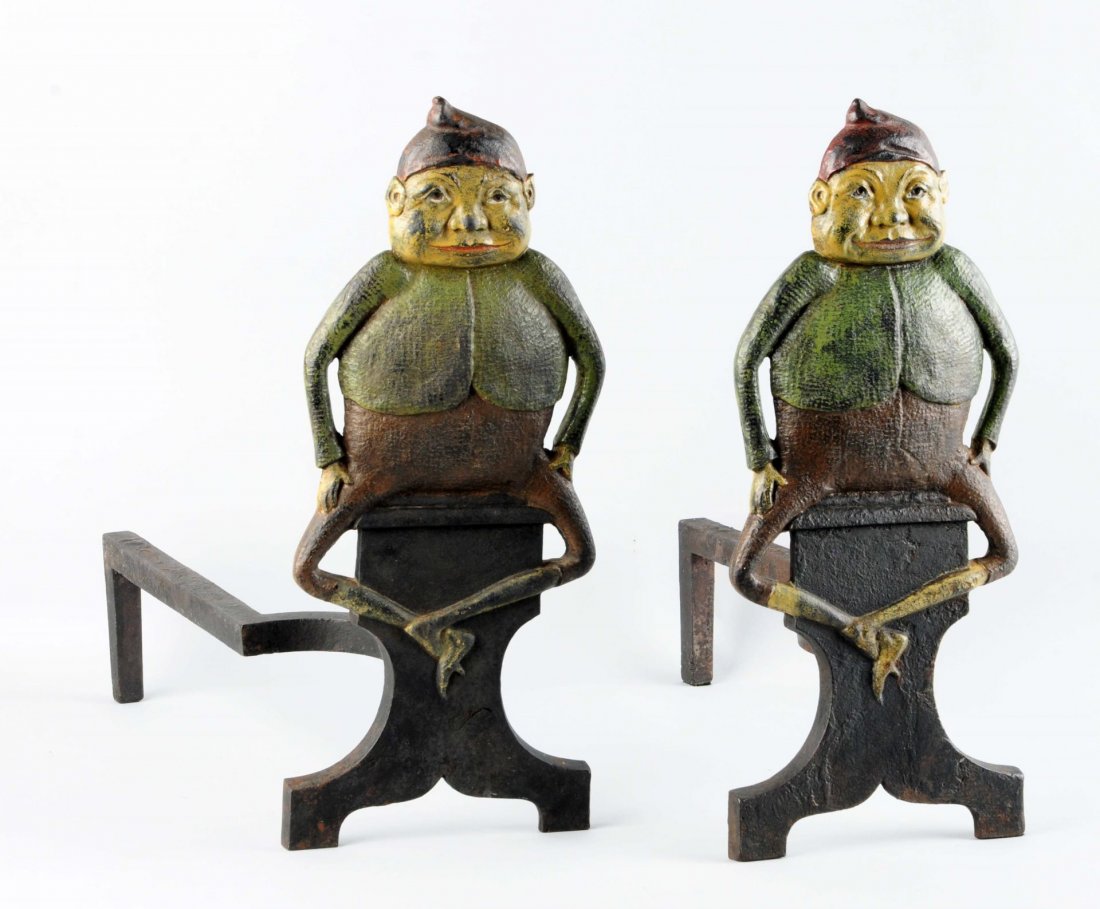 Cast Iron Palmer Cox Brownie Andirons. (1 of 2)