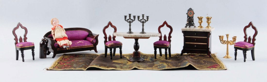 Lot of Antique Dollhouse Furniture w/ Accessories. (1 of 1)