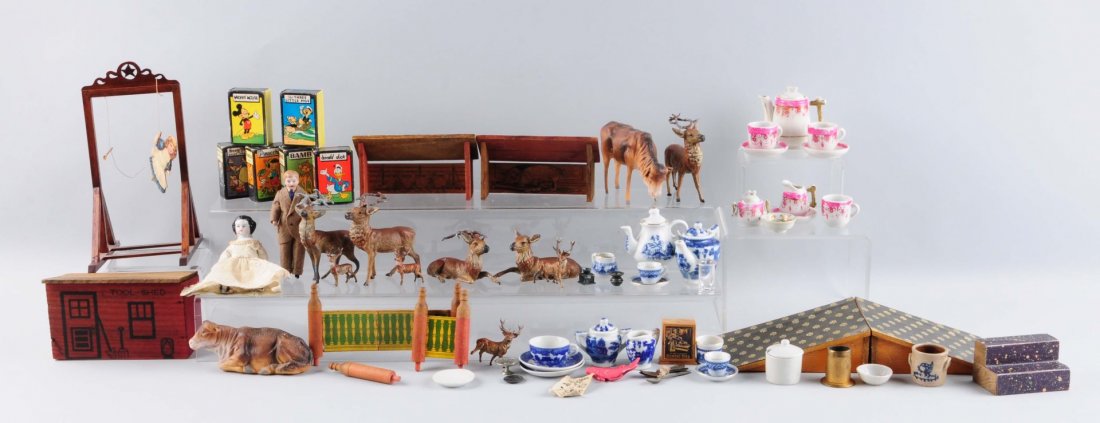 Large Lot Of Miniature Animals, Furniture & Dolls. (1 of 1)