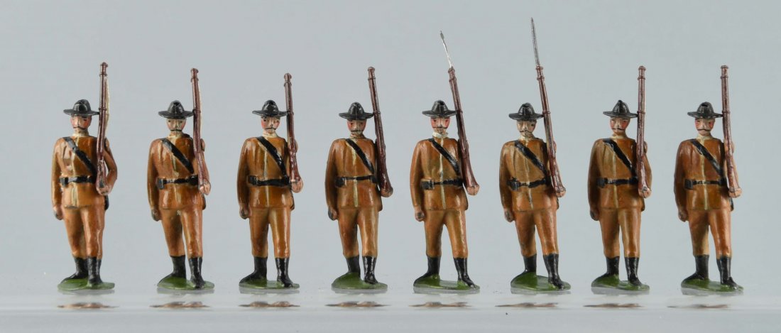 Early Toy Soldiers in Khaki on Round Bases. (1 of 1)