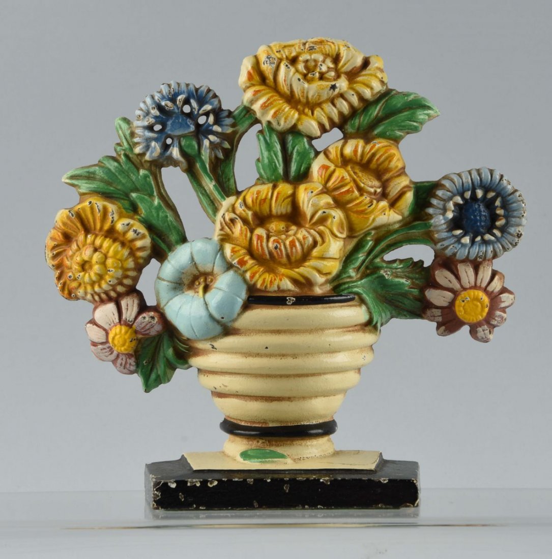 Cast Iron Marigolds Flower Doorstop. (1 of 1)