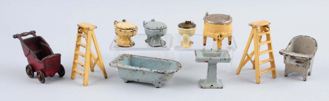 Lot Of 11: Cast Iron Doll Furniture & Items. (1 of 1)