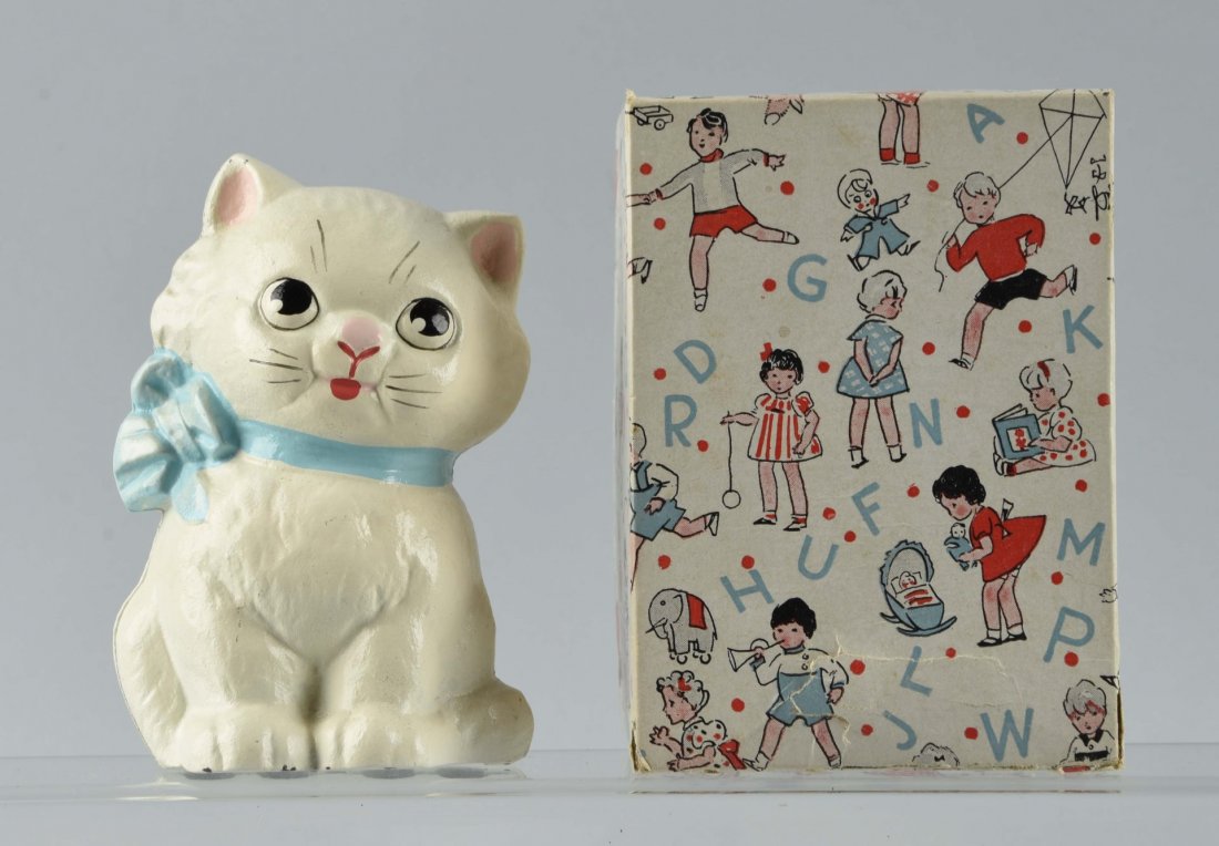 Cast Iron Kitty with Bow Still Bank. (1 of 1)