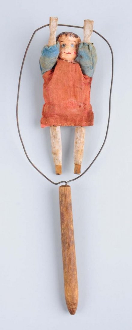 Wooden Monkey Bar Woman Flipper Hand Toy. (1 of 2)