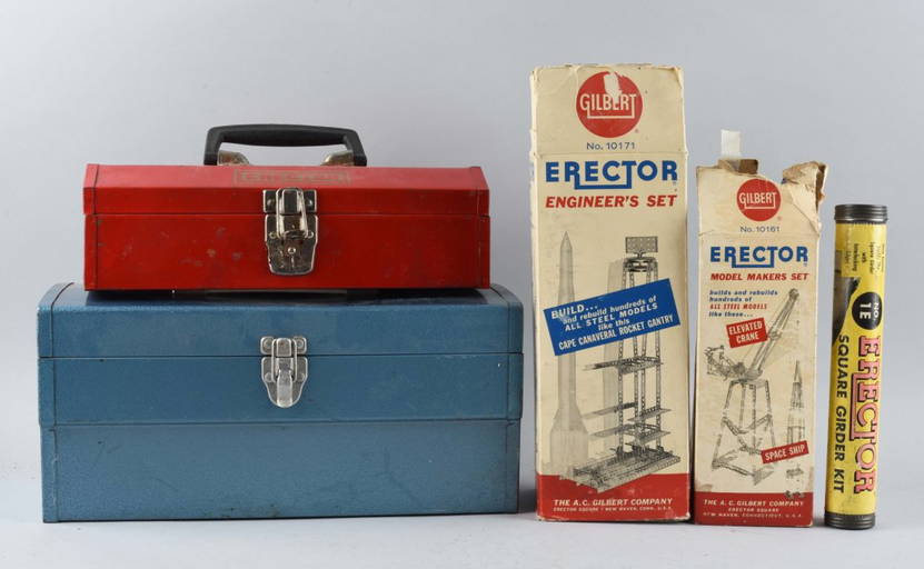 Lot Of 5 Gilbert Metal Erector Sets
