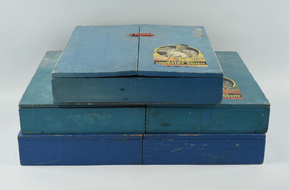 Lot Of 3: Gilbert Chemistry Kits In Wooden Boxes. (1 of 4)