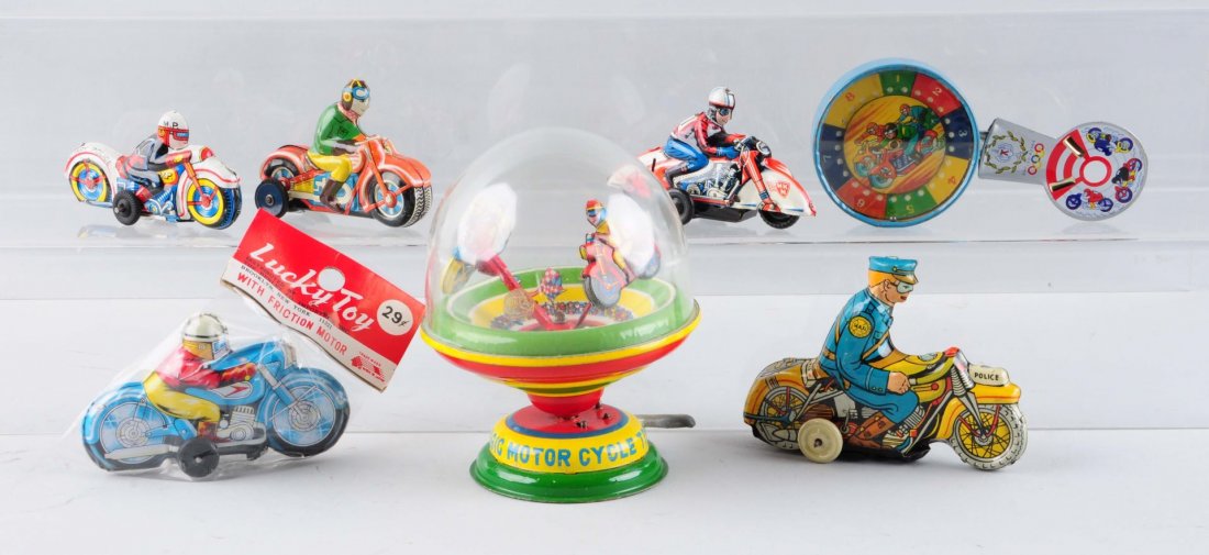 Lot Of 7: Tin Lithograph Motorcycles (1 of 1)