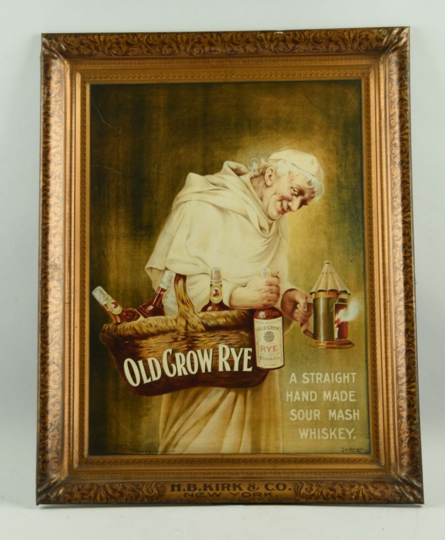 Old Crow Rye Self Framed Tin Sign. (1 of 1)