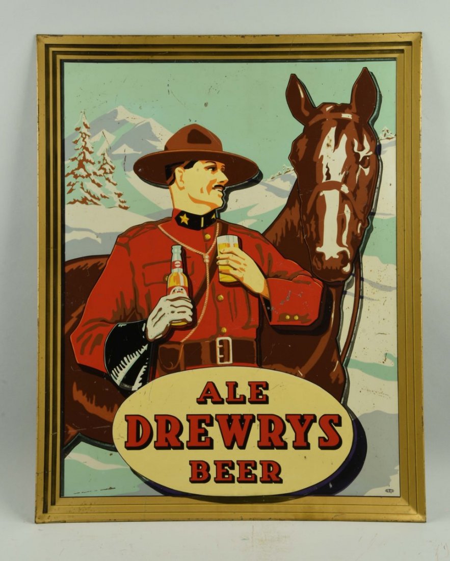 Tin Over Cardboard Drewry's Beer Advertising Sign. (1 of 1)