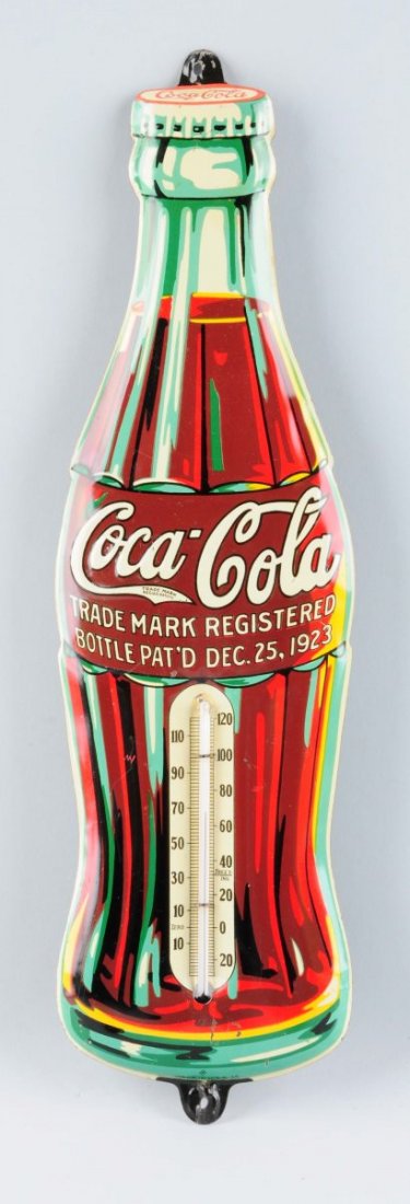 Coca-Cola Bottle Shaped Tin Thermometer. (1 of 1)
