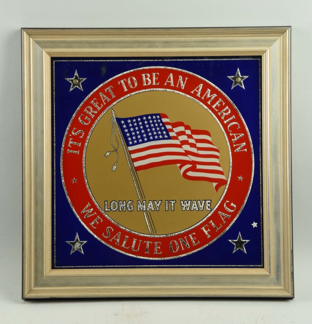 Reverse On Glass Patriotic Advertising Sign. (1 of 1)