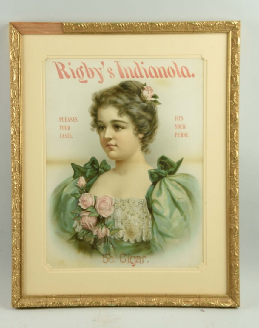 Rigby's Indianola 5 Cent Cigar Paper Sign. (1 of 1)