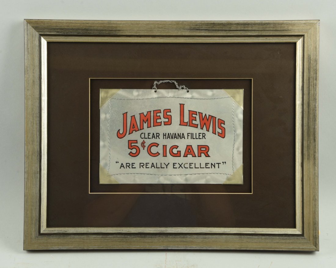 Early James Lewis 5¢ Cigar Advertising Sign. (1 of 1)