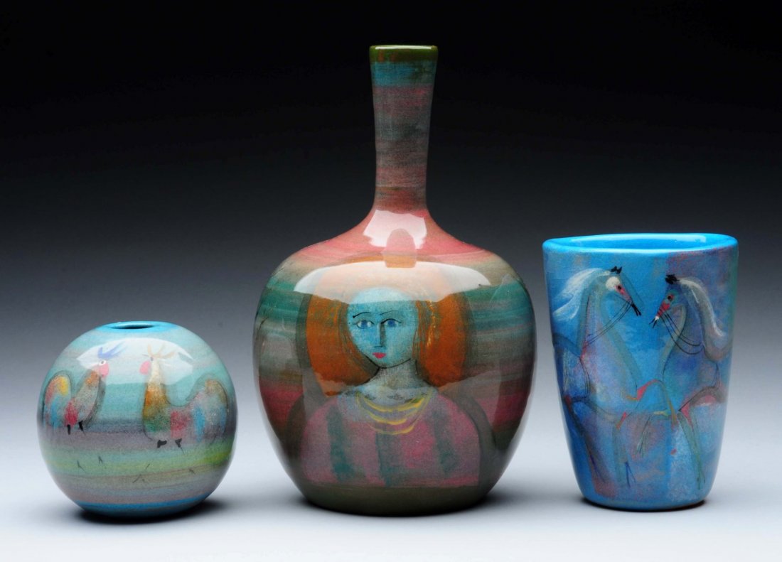 Lot Of 3: Pillin Vases. (1 of 4)