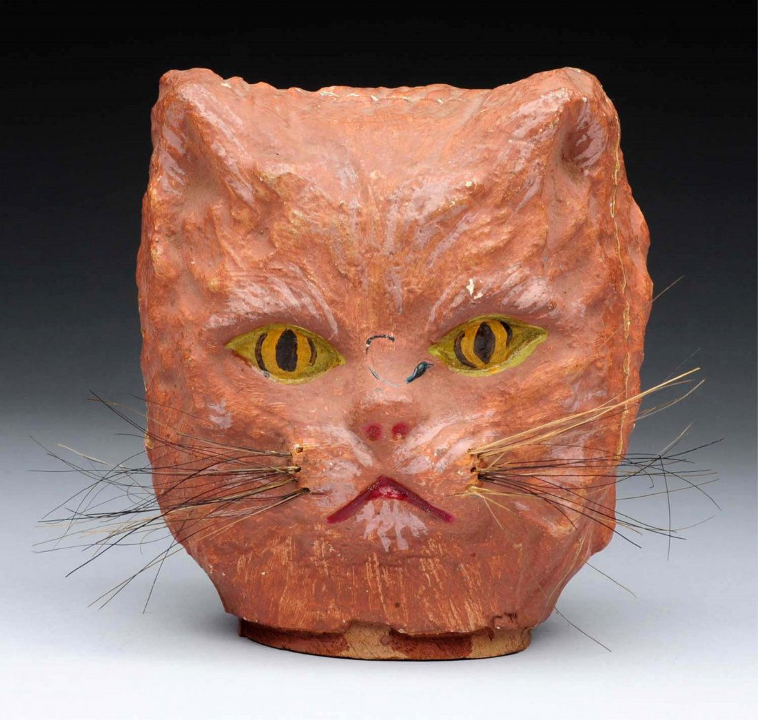 Very Early Papier Mache Cat Head. (1 of 2)