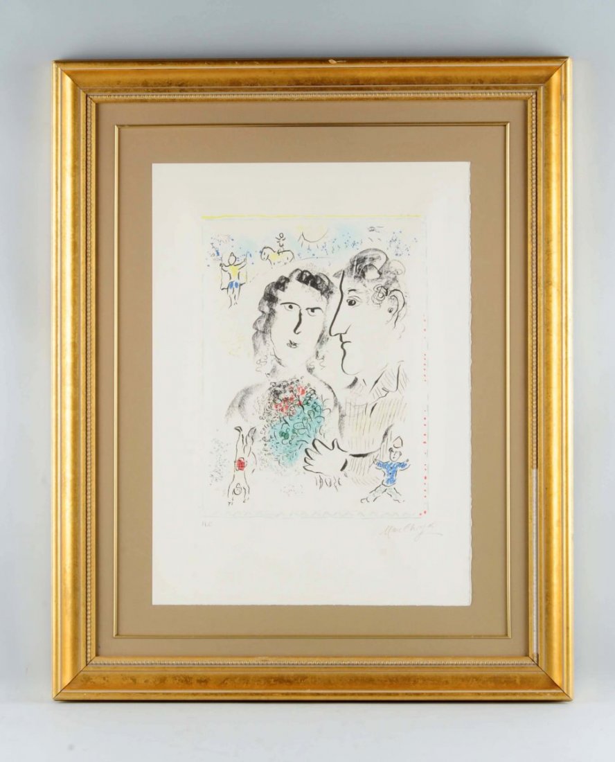 Limited Edition Marc Chagall: Artist Proof. 26" x 18-1/2". Signed at lower right.