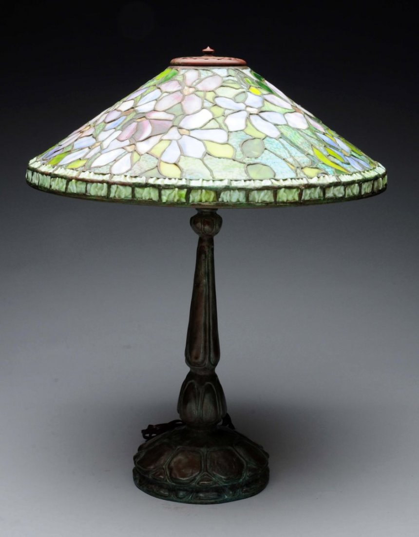 Reproduction Tiffany Lamp Shade and Base. (1 of 2)