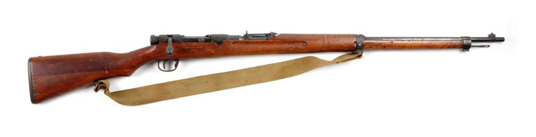 (C) Japanese Type 38 Sniper Rifle.: 31-1/4” barrel in caliber 6.5mm Japanese. In 1937 the Japanese adopted the Type 97 sniper rifle. No reference to the Type 97 sniper rifle has been found in Japanese text, thus the Type 97 sniper rif