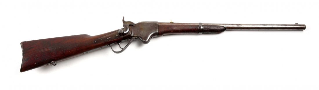 (A) Civil War Spencer Model 1860 Carbine.: Serial # 19829 22" barrel in .52 rimfire caliber. This is a true Civil War Spencer carbine that has not been altered. Falls directly in the serial block range 1863 to 1865. Has the six groove rifling.