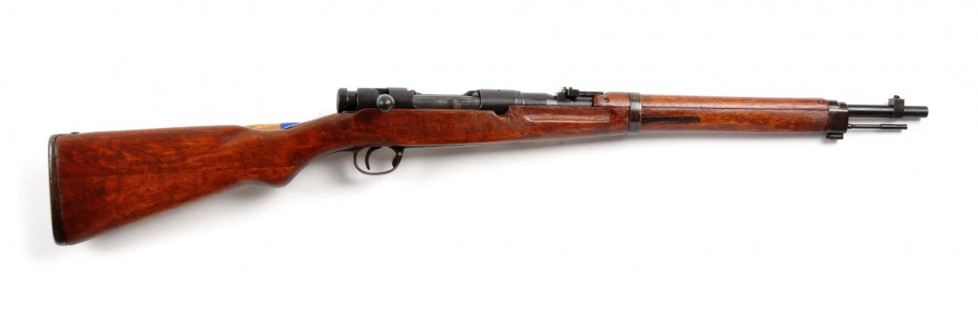 (C) Japanese Type 38 Carbine.: Serial # 24475 19" barrel in caliber 6.5mm Japanese. Manufactured at the Chigusa factory of Nagoya Arsenal. Offered is a very high condition Type 38 carbine with all matching numbers and full mum. Fea