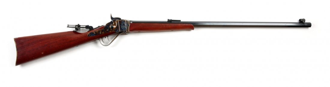 (M) Taylor Replica Model 1874 Sharps Sport Rifle.: Serial # SH8234 Caliber .45-70, Barrel length 32". Offered is a very fine, high quality reproduction manufactured by Taylors and Co/Armi Sport, Italy. This rifle features a blued full octagon barrel w