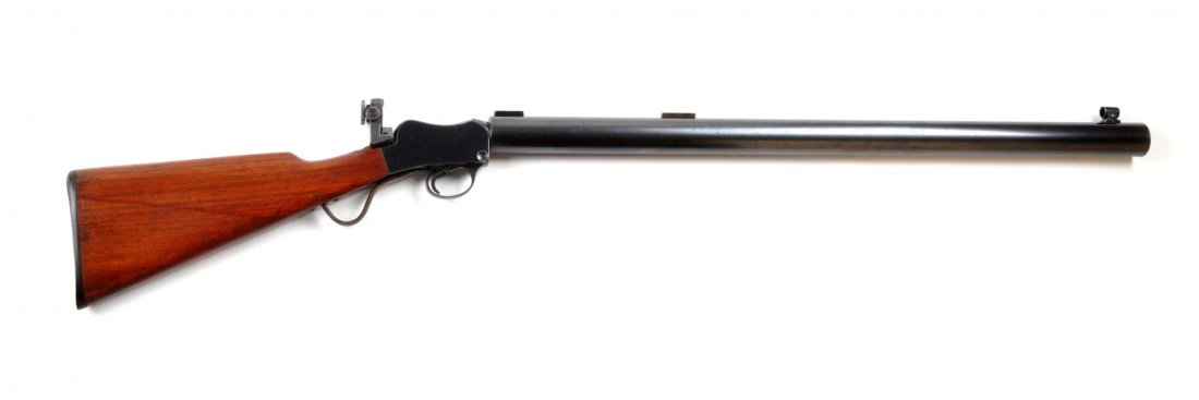 (C) BSA Trade Mark Single Shot Custom Rifle.: Serial # NSN Caliber .22 rim-fire, Barrel length 28-3/8” The basis of this rifle is a standard small frame Martini action, stamped “BSA” on left side, Retains approximately 85% of the original f