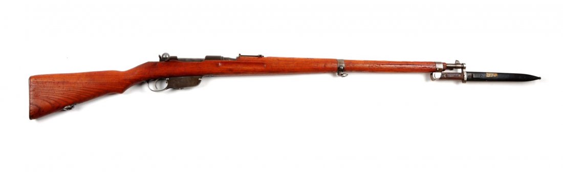 (C) Steyr Model 95 Bolt Action Rifle.: Serial # 328D Caliber is 8x56mm, Barrel length is 30". Left side of receiver is stamped "Budapest 1909", top of the receiver is stamped "M95" with crest, top of the barrel is stamped "S", the left sid