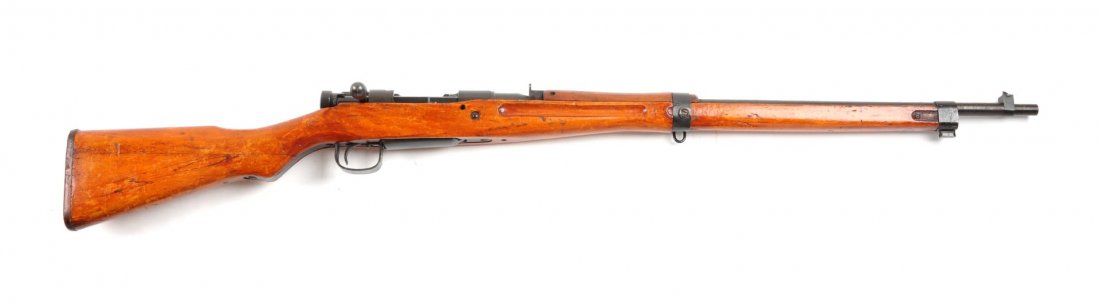 (C) Japanese Type 99 (Last Ditch) Rifle.: Serial # 2943 25-1/2" barrel in caliber 7.7mm Japanese. Manufactured at the Toriimatsu factory, Nagoya Arsenal. Often referred to as the "Last Ditch" rifles due to the crude late-war production. Featu