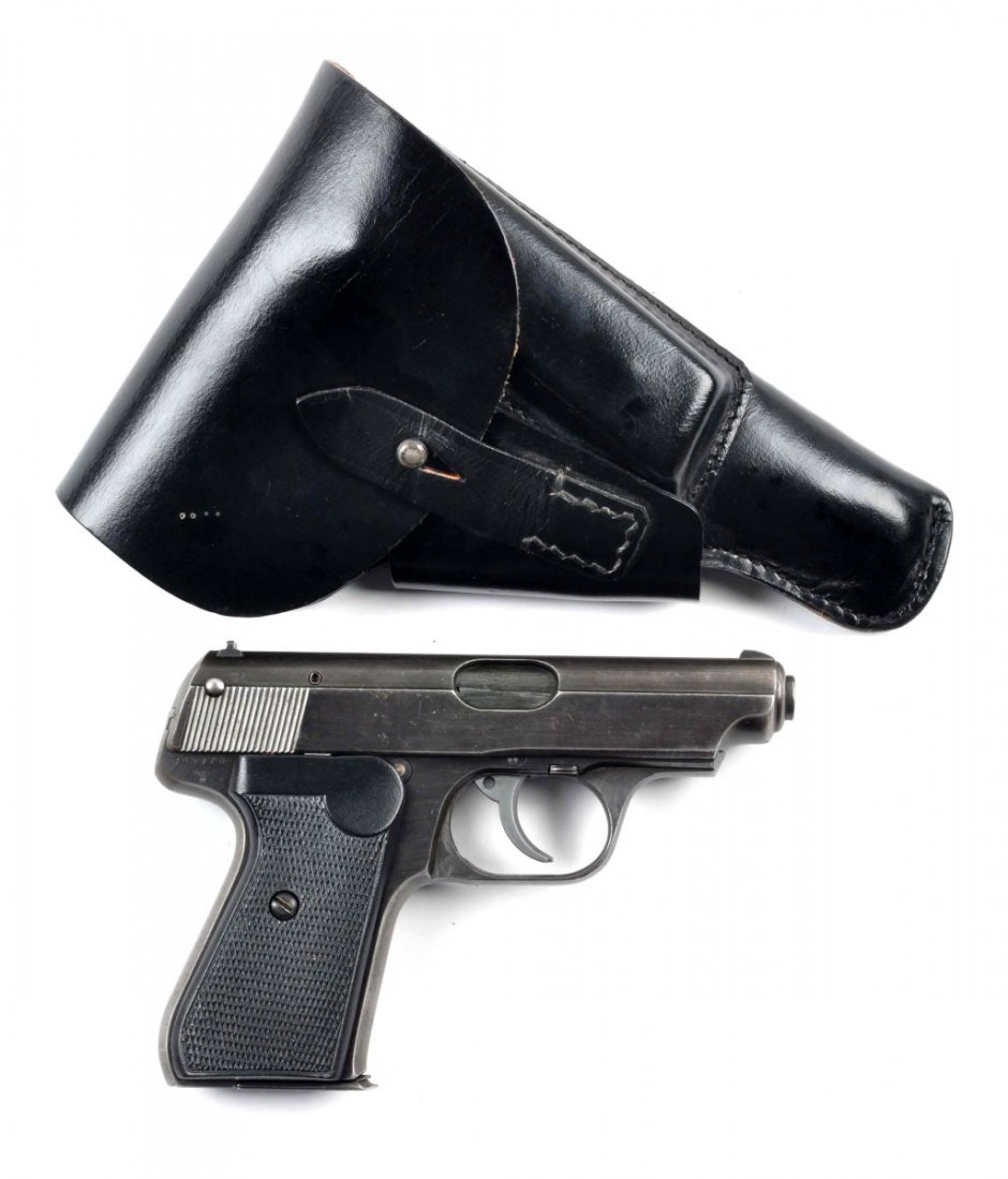 (C) Sauer Model 38H Semiautomatic Pistol.: Serial # 465470 Caliber 7.65mm, Barrel length 3-1/2". The Sauer 38H or often just H was a small semi-automatic pistol made in Nazi Germany from 1938 until just after the end of World War II by J. P. S