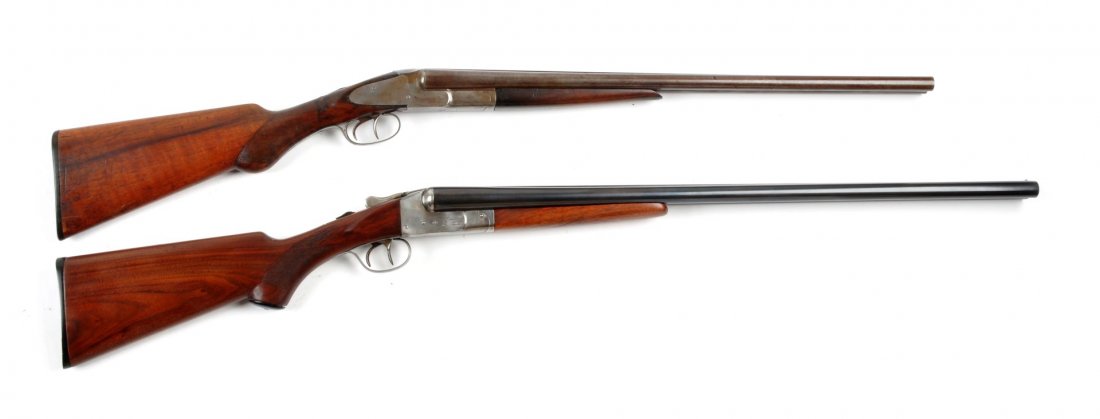 (C) Lot of 2: SxS Shotguns: Serial # 349750 & NSN Gun A): LeFever Nitro Special. 12 bore, 2-3/4” chamber, 28” barrels. Serial #349750. High quality shotgun manufactured by LeFever/Ithaca Gun Company. Has mirror bores, 95% or