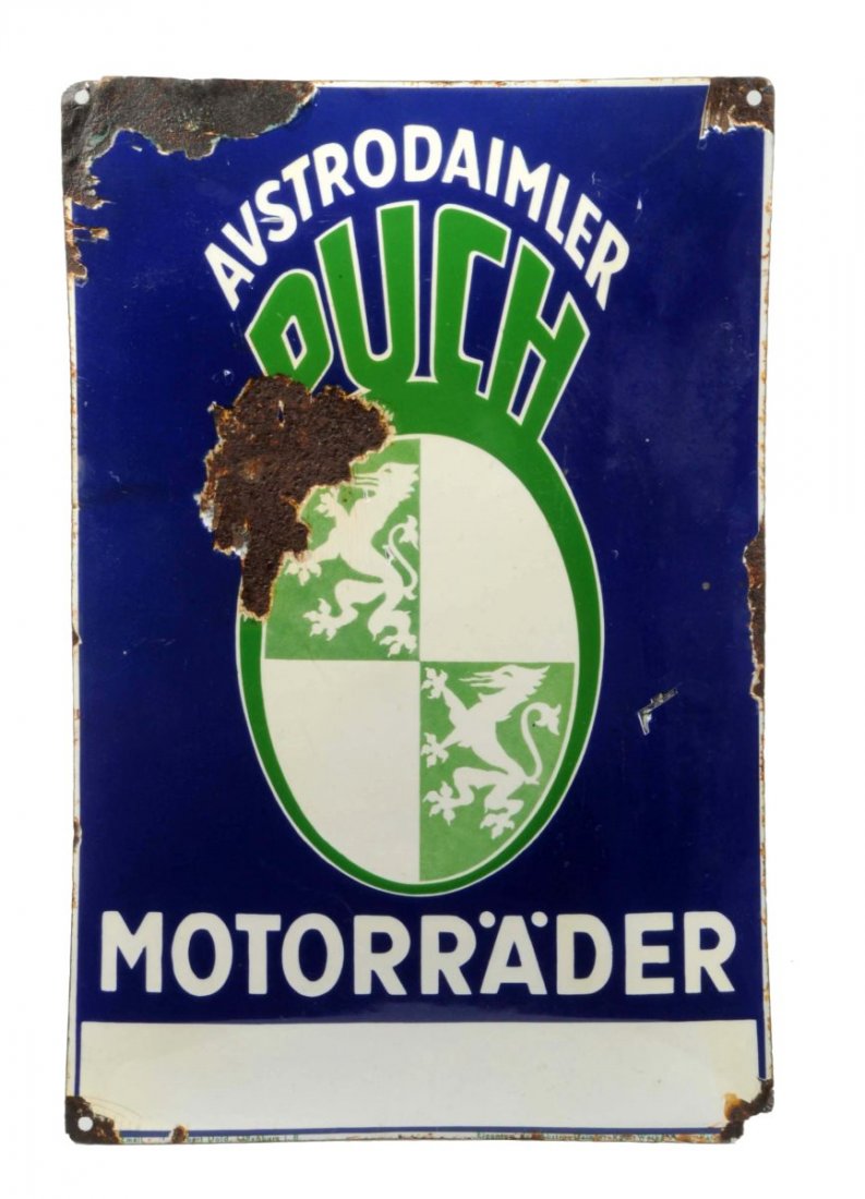 Puch Motorrader (Motorcycle) Convexed Sign. (1 of 2)