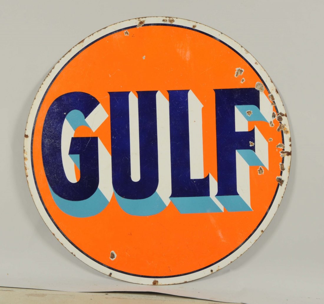 Gulf (blue shaded) Gas Sign. (1 of 2)