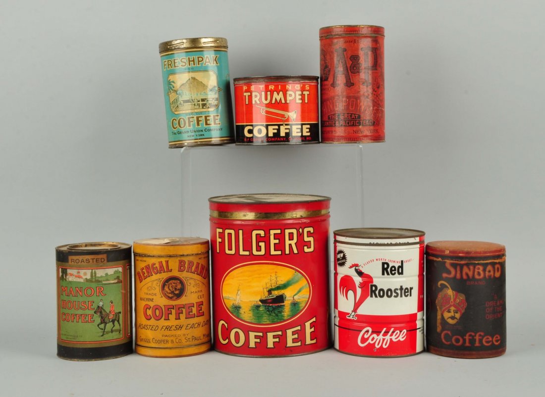 Lot Of 8: Early Coffee Cans. (1 of 1)