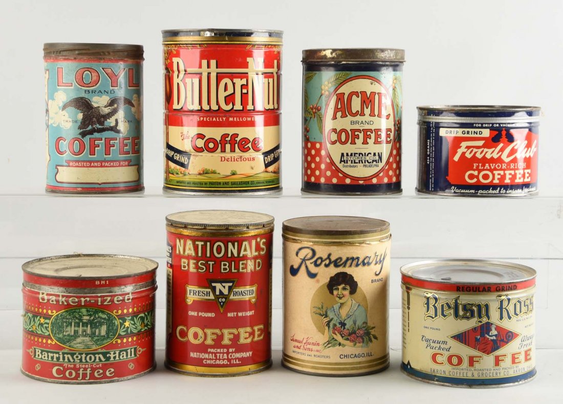 Lot Of 8: Early Coffee Tins. (1 of 1)
