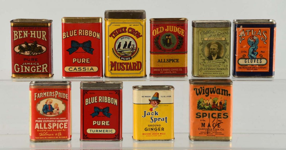 Lot of 10: Assorted Spice Tins. (1 of 1)