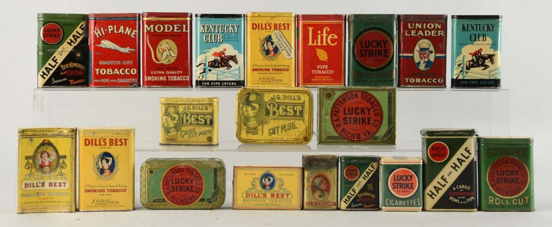 Lot of 22: Early Tobacco Tins. (1 of 1)