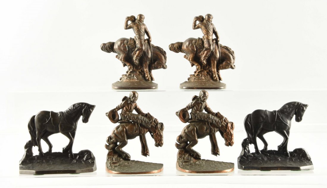 Lot Of 3: Cast Iron Ast. Cowboy & Horse Bookends. (1 of 1)