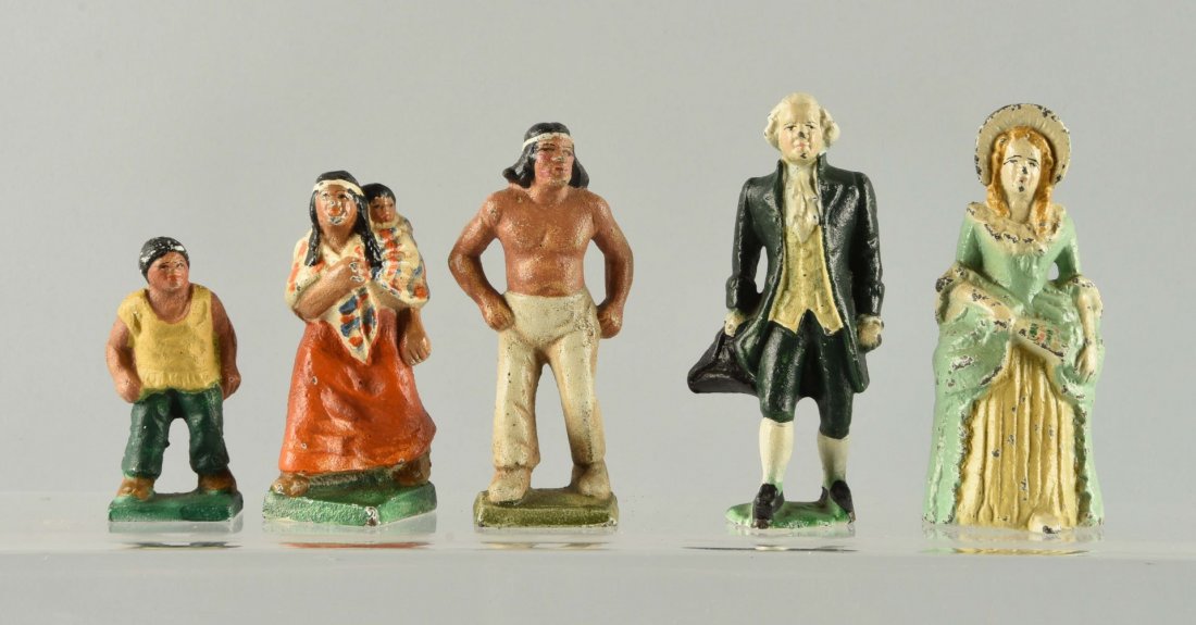 Lot Of 5: Cast Iron Assorted Figure Paperweights. (1 of 1)