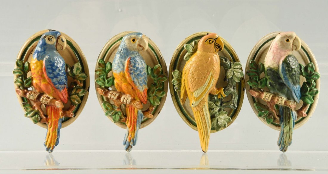 Lot Of 4: Cast Iron Parrot Doorknockers. (1 of 1)