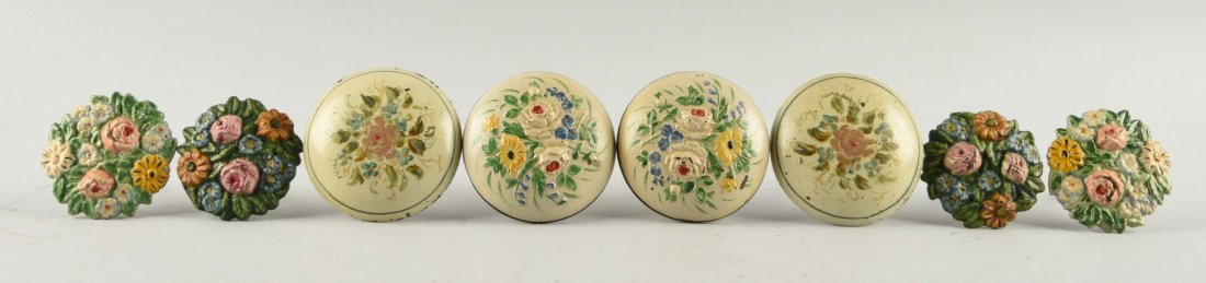 Lot Of 8: Four Pairs of Flower Curtain Tie Backs. (1 of 1)