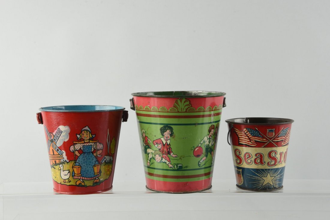 Lot Of 3: Tin Litho Sand Pails. (1 of 1)