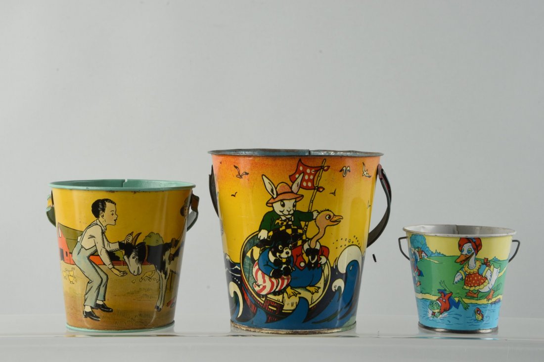 Lot Of 3: Tin Litho Sand Pails. (1 of 1)