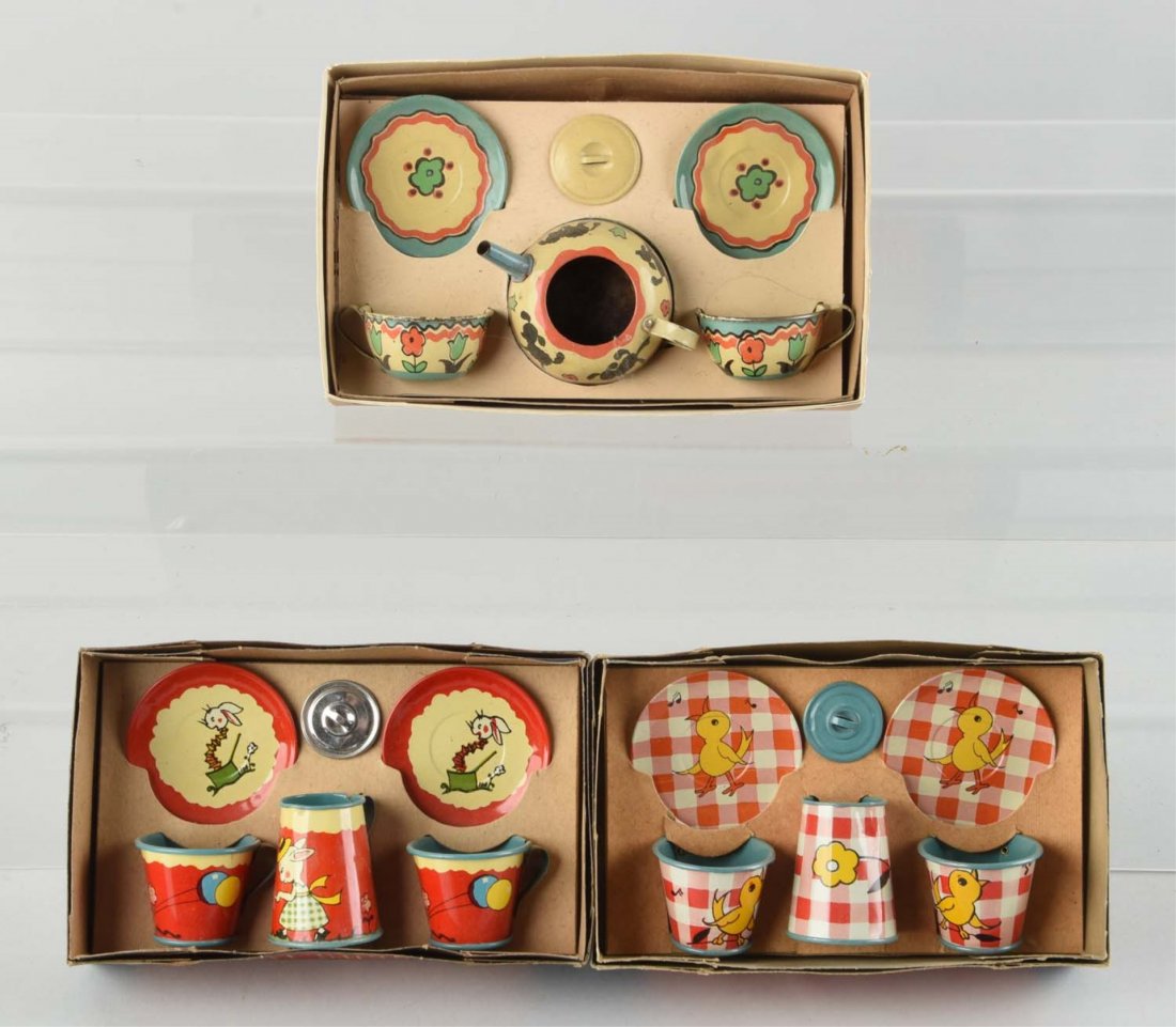 Lot Of 3: Tin Litho Children's Tea Sets. (1 of 1)