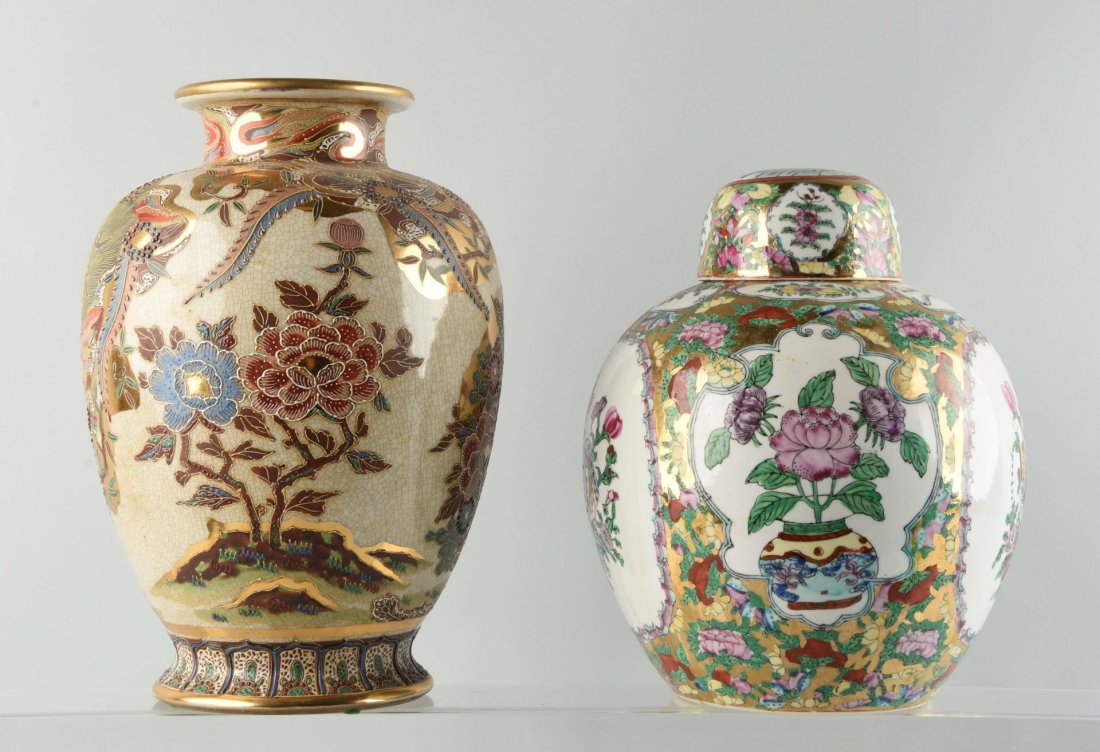 Lot Of 2: Large Oriental Pottery Vases. (1 of 1)