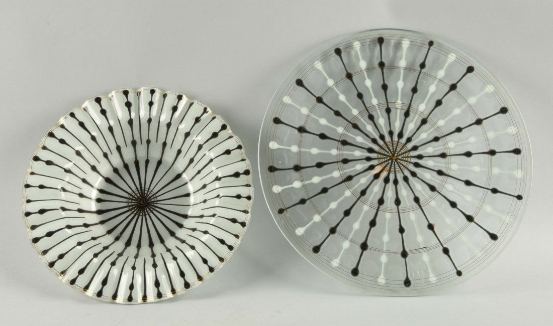 Lot Of 2: Higgins Art Glass Bowl & Plate. (1 of 1)