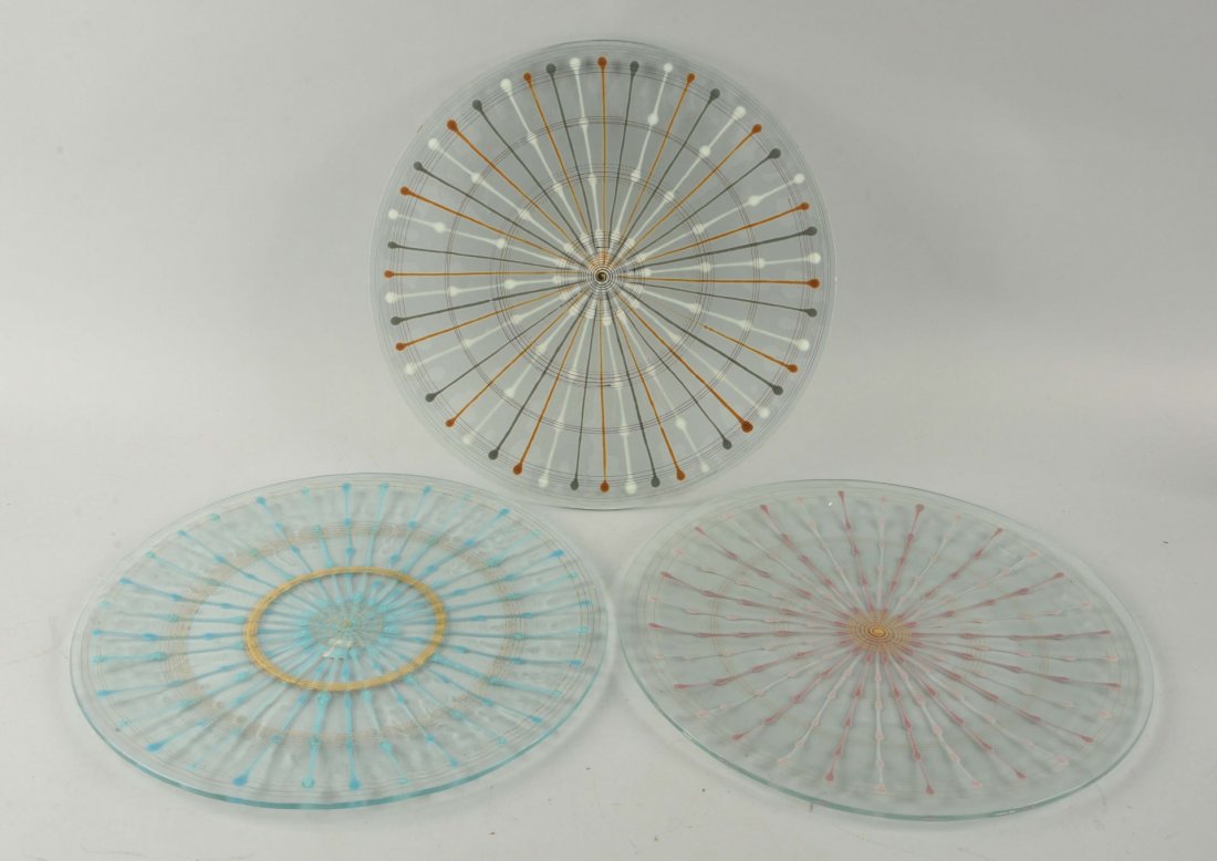 Lot Of 3: Large Art Glass Plates. (1 of 1)