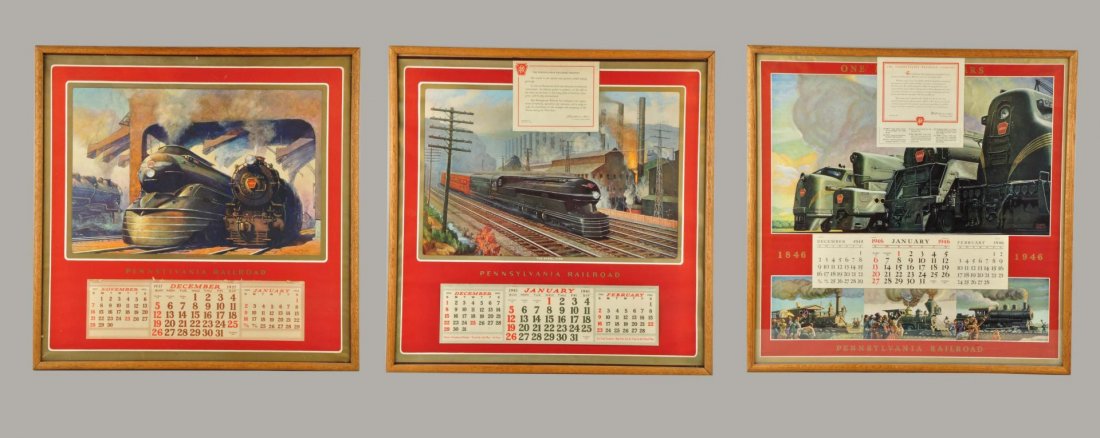 Lot Of 3: Framed Pennsylvania Railroad Calendars. (1 of 4)