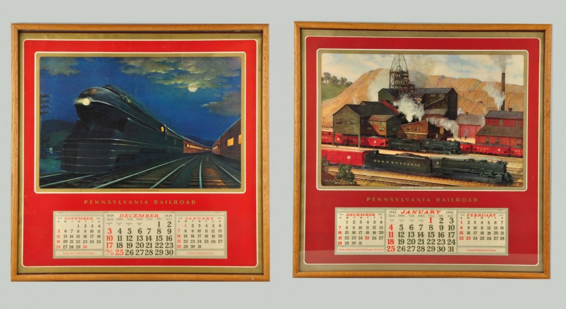 Lot Of 2: Framed Pennsylvania Railroad Calendars. (1 of 3)